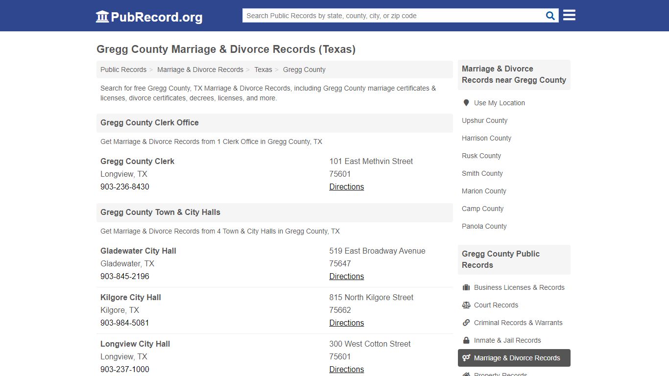 Gregg County Marriage & Divorce Records (Texas)